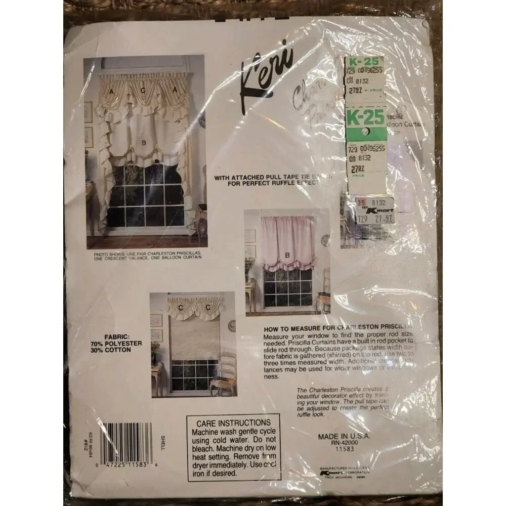 Vintage Ivory Charleston Priscillas Curtain One Pair 86